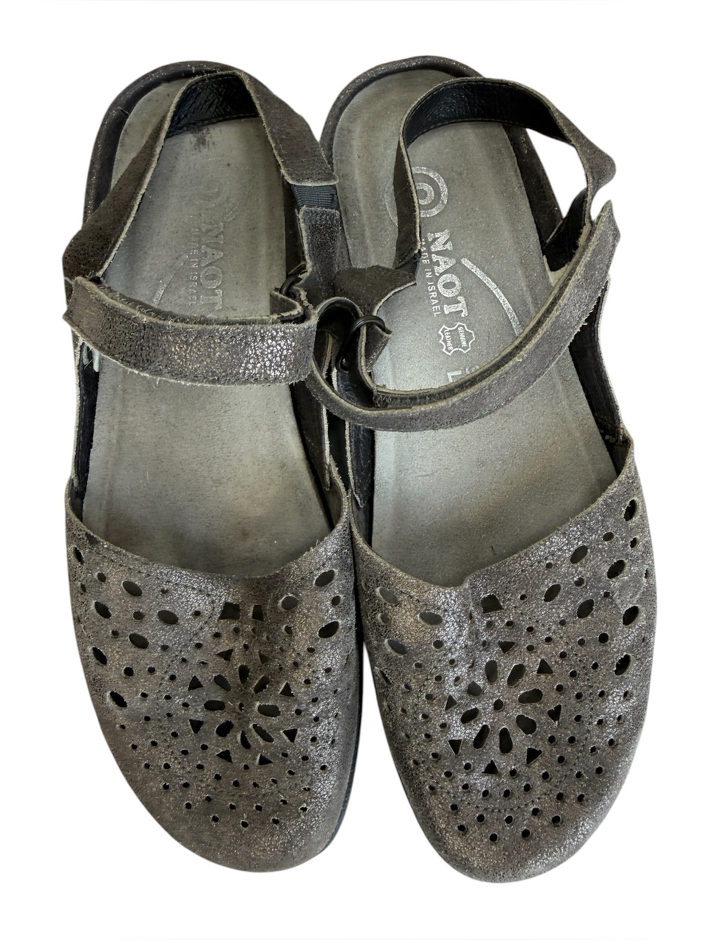 Naot Womens Arataki Sandal Gray Marble Sz 7